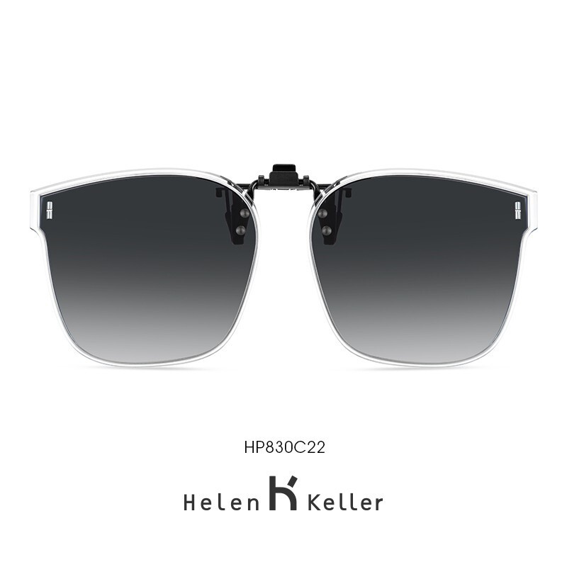 海伦凯勒墨镜太阳镜近视夹片男女开车复古时髦猫眼大框时尚近视眼镜挂片 HP830C2 灰片