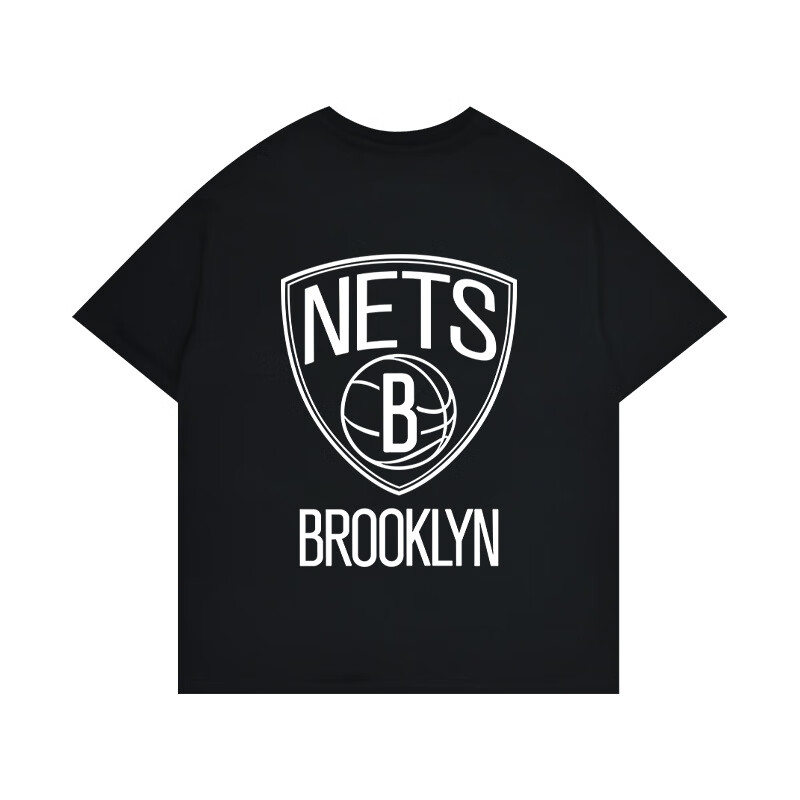 短云欧美夏季篮网线条简约logo短袖城市版印花宽松大码情侣休闲t 黑