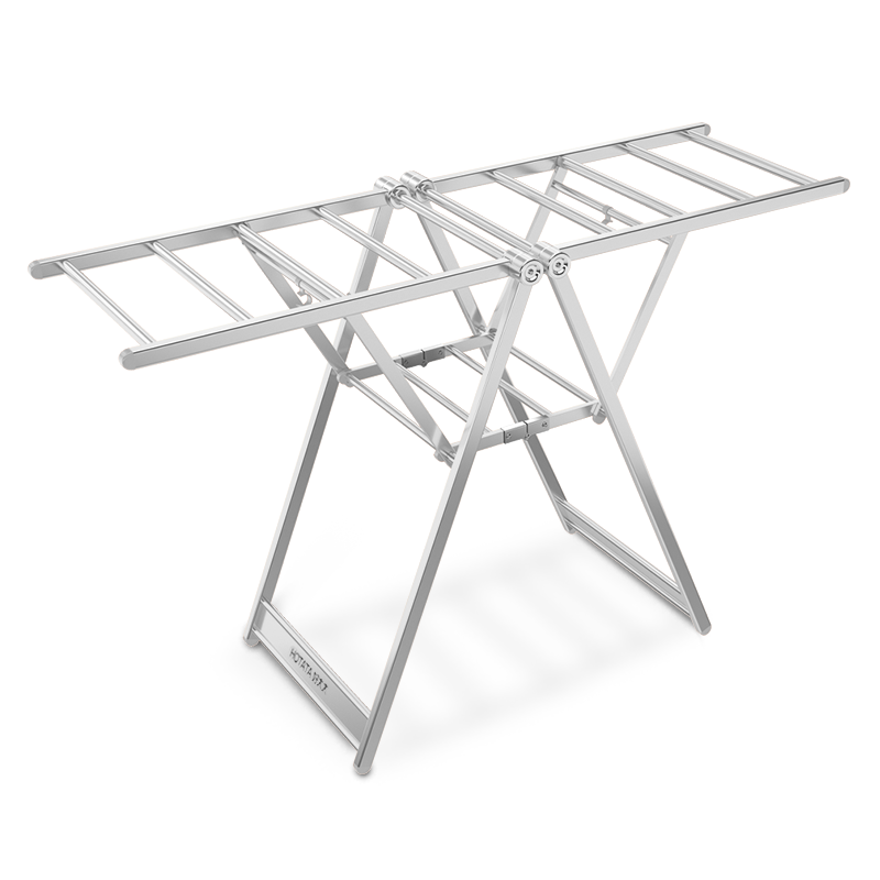 好太太晾衣架落地折叠室内家用阳台晾衣杆室外晒被子婴儿凉衣架落地晒衣架晾衣架落地室内 D-2052砂白银【展开长1.3米】