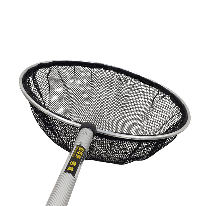 锦鲤鱼池手抄网中大型鱼捞网铝合金长木柄伸缩柄鱼场池塘专用 直径40
