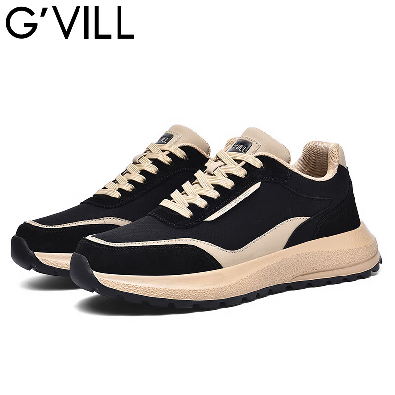贵之步G'VILL 鞋子男鞋秋季2024新款潮流百搭旅游鞋厚底男士运动休闲鞋 黑杏 42
