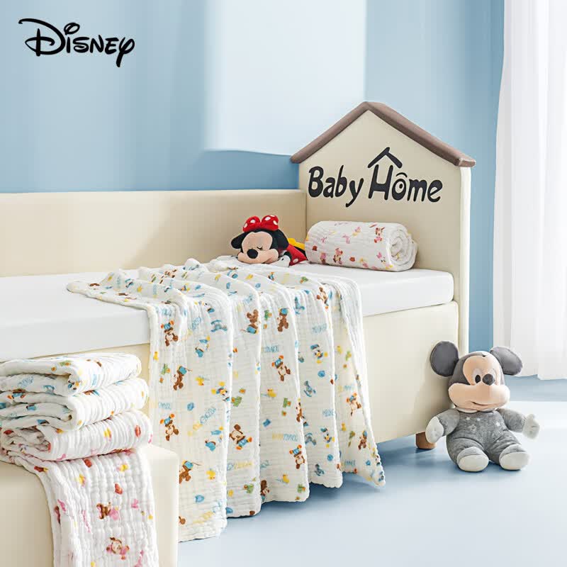 迪士尼（Disney）婴儿泡泡棉纱浴巾6层纱宝宝纯棉新生儿浴巾柔软吸水 105*105cm 米奇蓝怎么样,好用不?