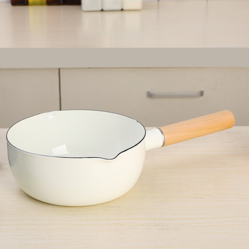 欧丽家 搪瓷 樱花粉雪平锅奶锅单柄搪瓷过热牛奶锅泡面锅电磁炉燃气