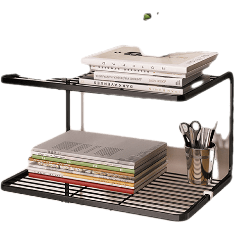 桌上置物架书架桌面书桌收纳置物架小型学生整理文件架办公室桌上储物柜 三层黑色-加长标准款