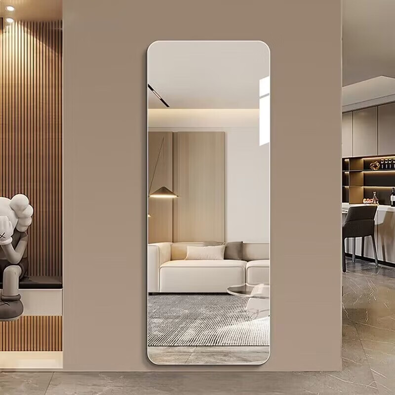 君吻全身镜子贴墙自粘穿衣镜卧室免打孔挂墙粘墙试衣镜高清无框玻璃镜