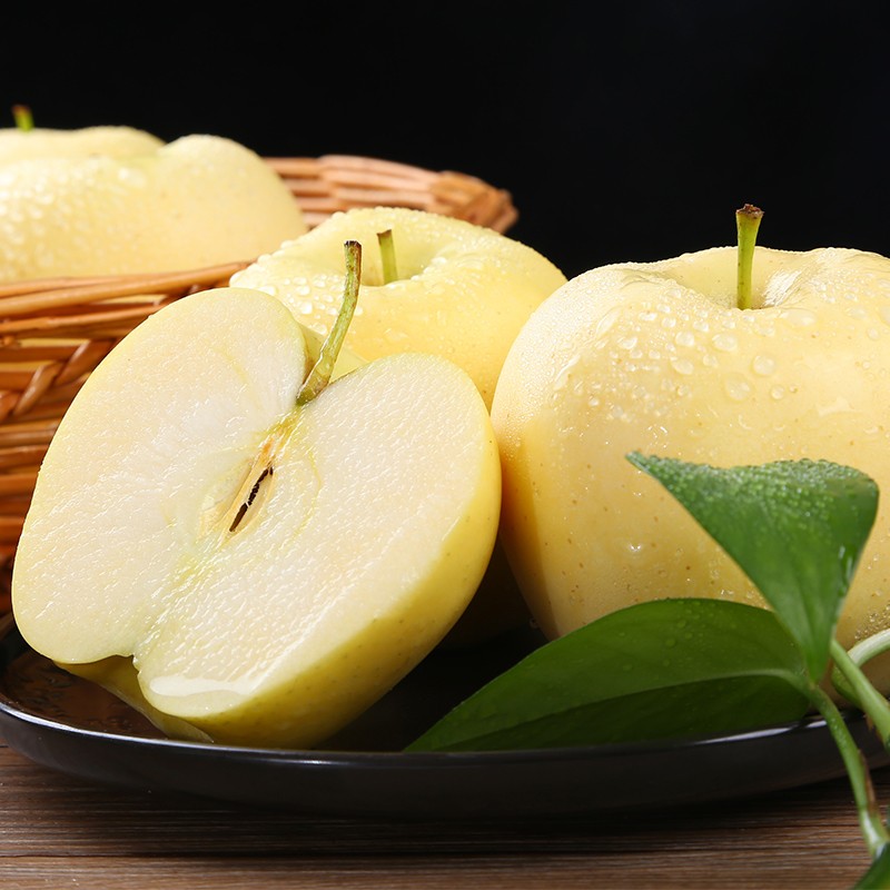 【顺丰快递】黄金帅5斤烟台苹果新鲜水果整箱 黄苹果 粉面黄金帅 黄