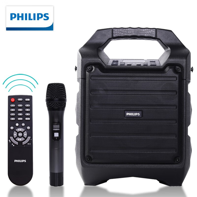 飞利浦 PHILIPS SD55广场舞音箱户外演出带无线话筒大功率便携式室外手提家用小型k歌舞台音响