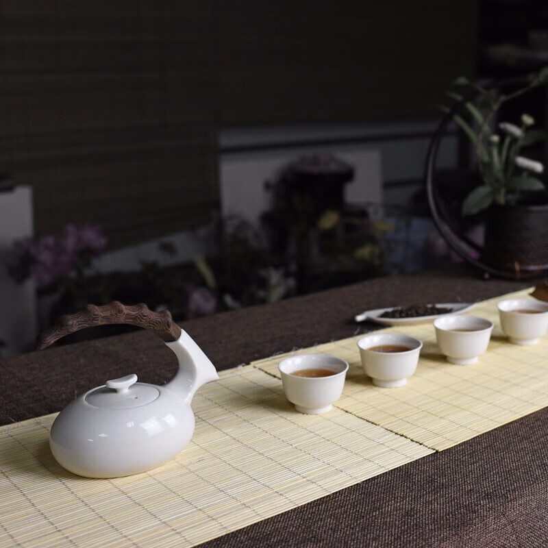 木有故事 茶壶套装陶瓷家用手工茶壶送礼陶瓷茶具泡茶 瘦金羊壶 白色