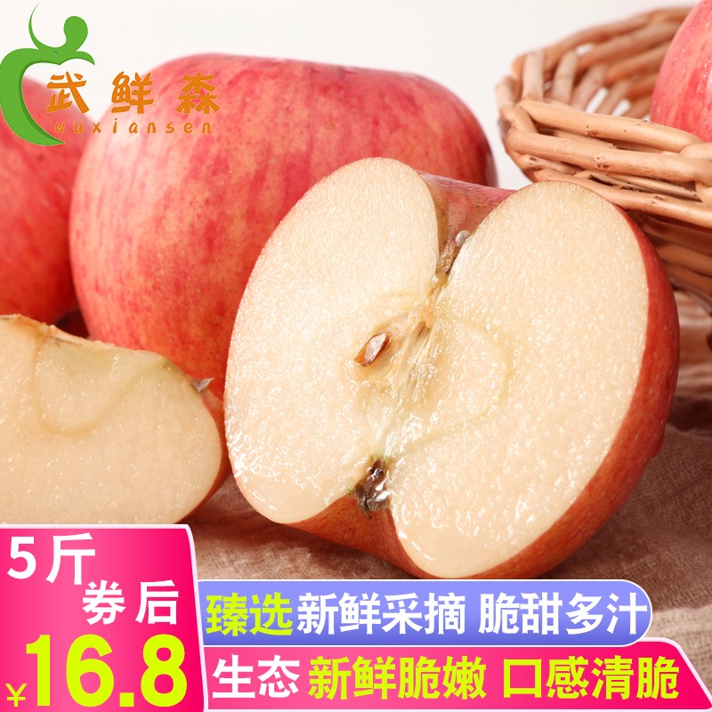 新鲜红富士苹果5斤 当季新鲜苹果水果 生鲜 含箱 精选5斤
