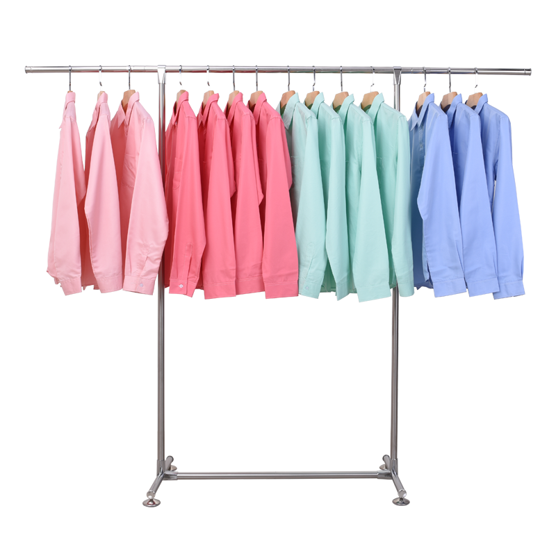 艾格玛 不锈钢晾衣架落地单杆伸缩家用室内可移动晒衣架 阳台双层挂衣架晒被子架晾衣杆 1.9米长伸缩无轮款0309L