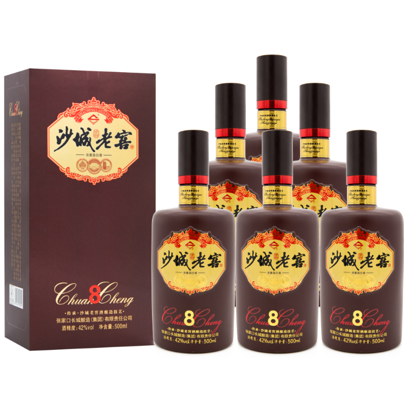 沙城老窖传承8浓香型白酒500ml高粱老酒陶坛封藏8年老酒 38度整箱6瓶