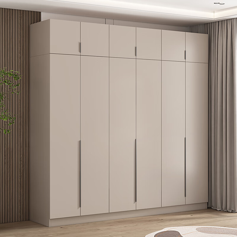 强匠木业现代简约家用卧室多功能衣柜大容量储物定制到顶高柜一体靠墙
