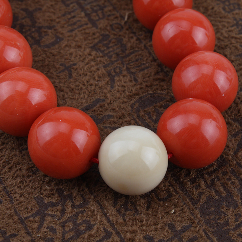 典作 天然意大利沙丁红色珊瑚手串十八子珠子珠串手串手链9mm 12mm