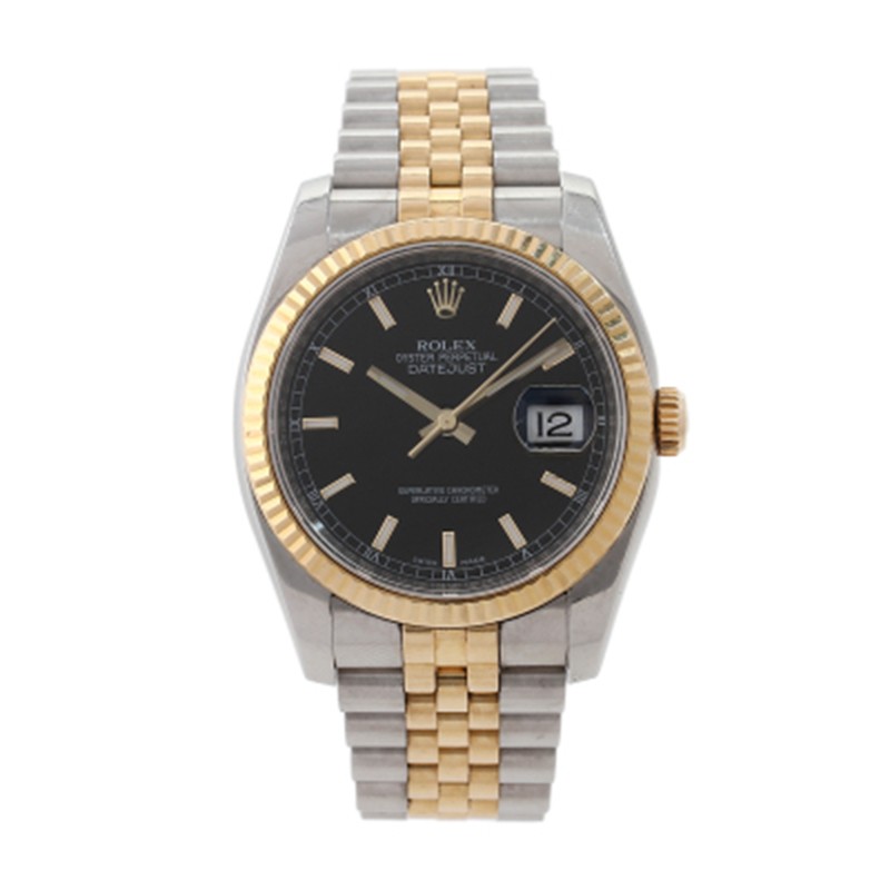 【二手95新】劳力士 男士 日志型 116233黑盘 18k间金 自动机械手表