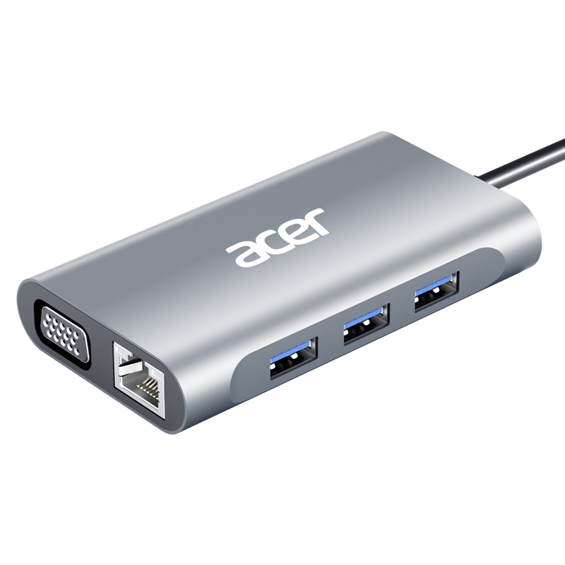 acer 宏碁 多功能扩展坞 USB-C转HDMI转换器适用ipadpro苹果macbook 4K投屏VGA音频千兆网口分线器拓展坞