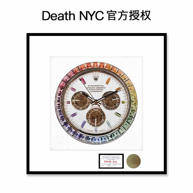 三为(sunwayart) death nyc亲签限量版画手表挂画男生房间装饰画32*32
