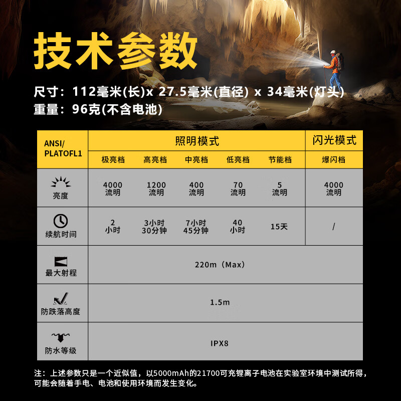 TOWILD拓野户外防水手电筒聚光强光充电远射磁吸巡逻灯手电筒小型便携式 BC10