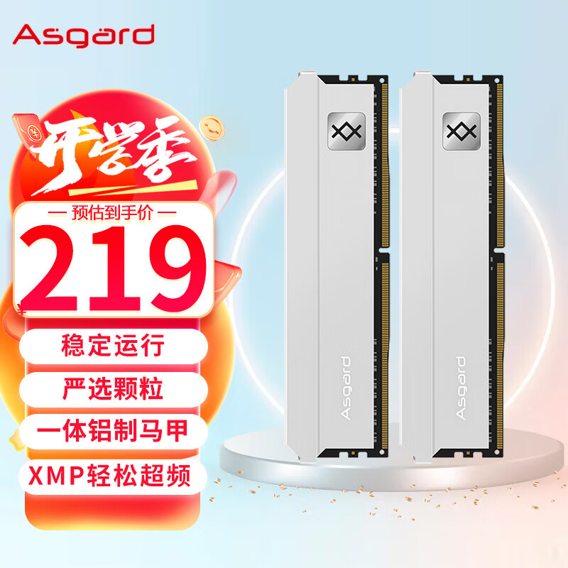 阿斯加特（Asgard）16GB(8Gx2)套装 DDR4 3200 台式机内存条 弗雷系列-钛银甲