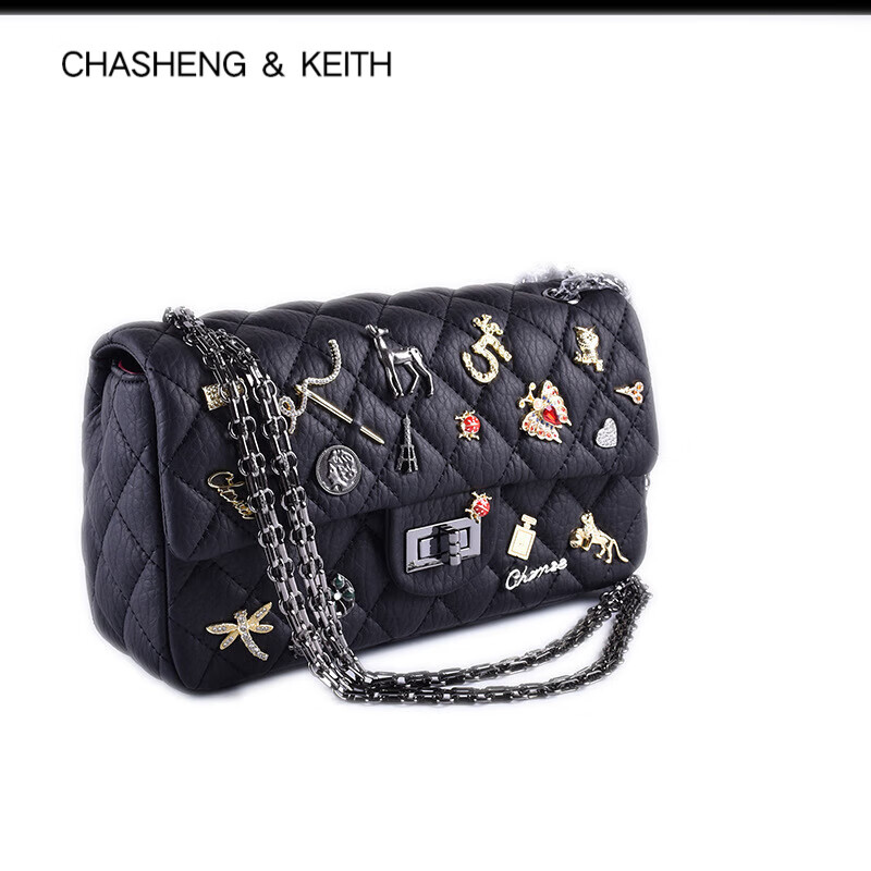 chaseng&keith新品小小香徽章包定制菱格链条包三十@而已顾佳同款