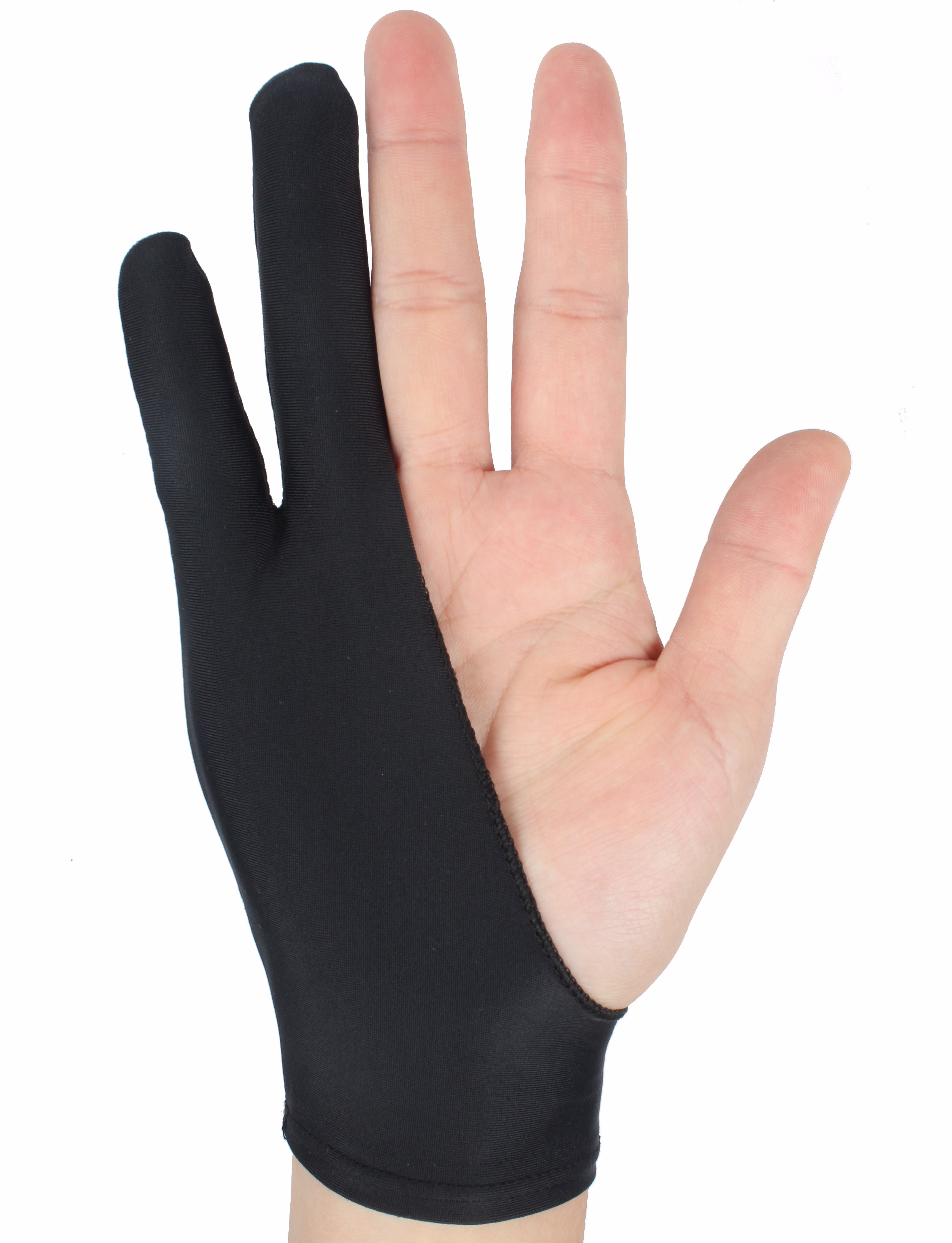 奥义驰氨纶经典款二指手套 绘画防磨防汗防污 素描全黑左右手通用手工