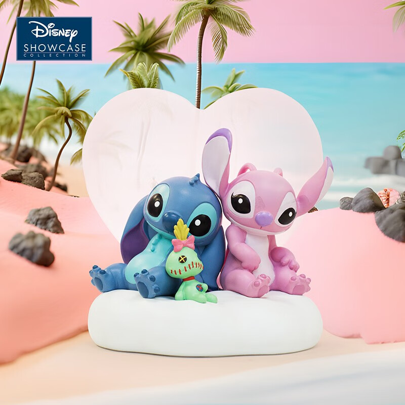 enesco史迪仔手办史迪奇和安琪夜灯摆件潮玩桌面摆件可亮灯七夕生日