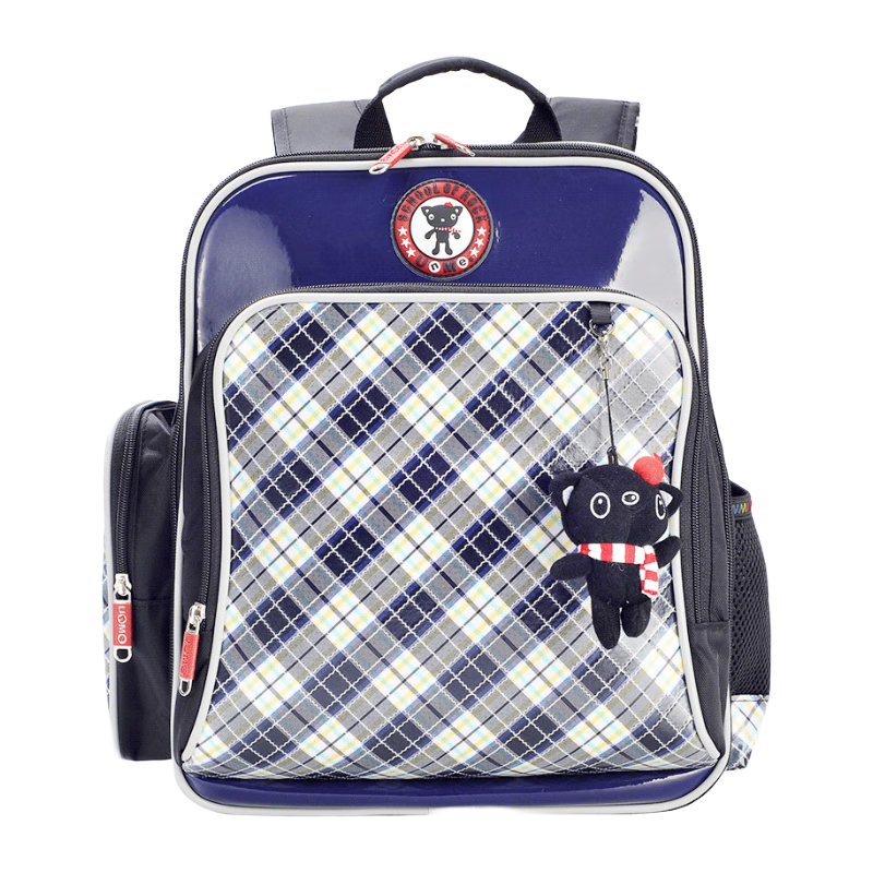 UnMe臺灣unme男女小學生一年級書包男1-3-6輕防水兒童雙肩背送禮書包 3213S藍格 1-4年級 小掛件+腰扣