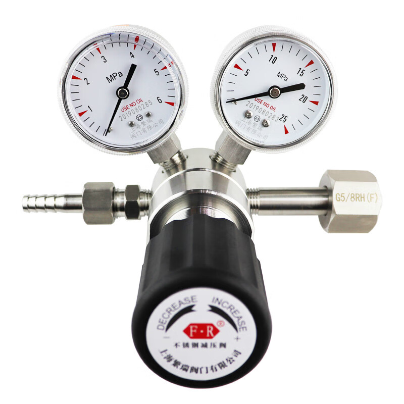 千石316l氧气氢氦氩氮气卡套钢瓶用减压器不锈钢减压阀压力表 不锈钢