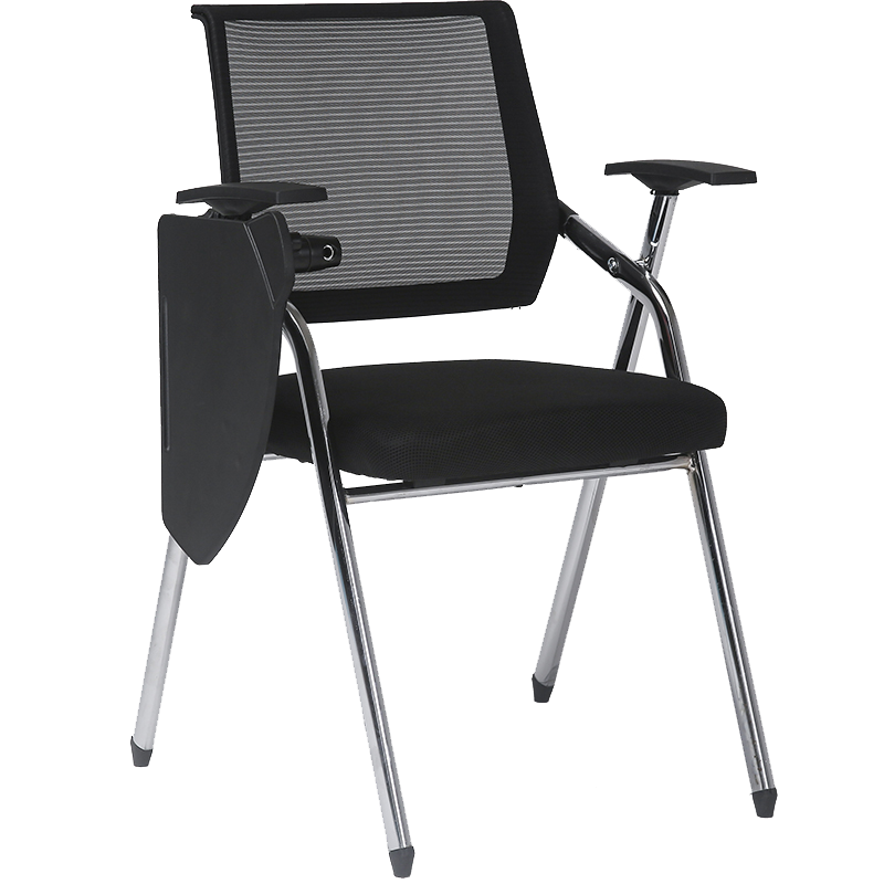 藤印象 培训椅带写字板桌板会议椅办公椅多功能可折叠椅子 黑色 带写字板