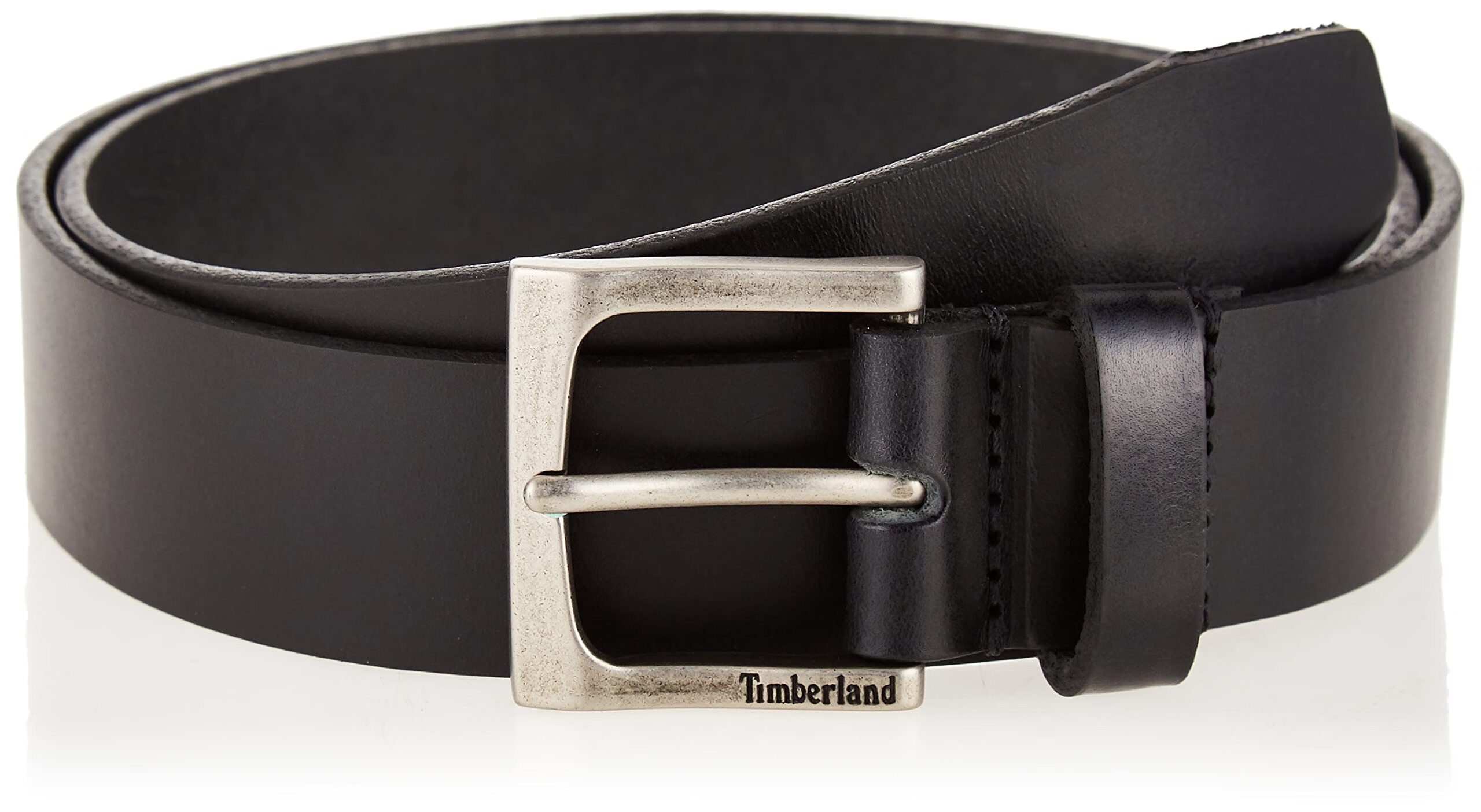 添柏岚（Timberland） 男士经典牛仔皮带 真皮材质 单针扣 高尔夫休闲商务百搭 黑色 38 美国