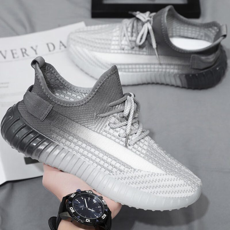 椰子男鞋350运动鞋2024新款韩版秋季网鞋百搭休闲透气跑步 f350渐变灰