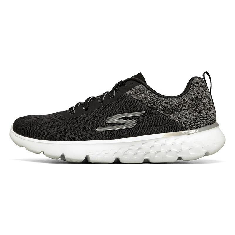 skechers斯凯奇官方春季女士轻质绑带透气网布跑步鞋 667055-bkgy