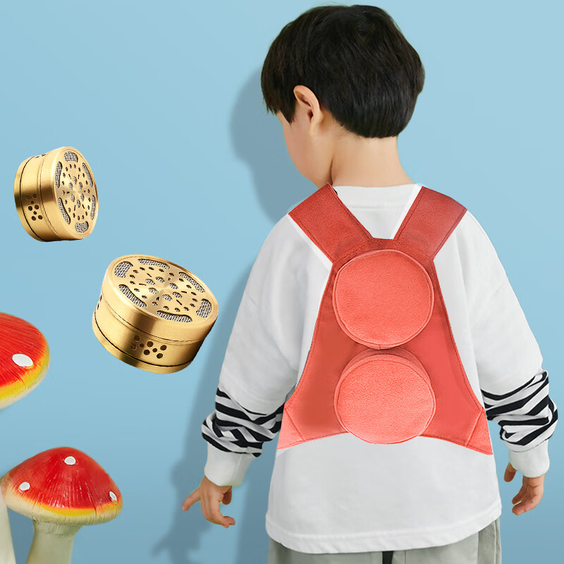 绿源堂 儿童艾灸盒随身灸家用无烟二联玫红套装含54粒艾柱 小孩腹部