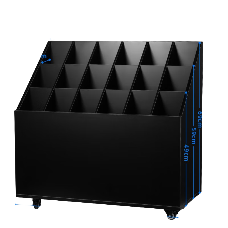 Selens/喜樂仕影棚收納箱攝影背景紙器材收納車可移動多宮格收納柜三腳架燈架拍照卷紙卡紙背景布收納盒 影棚收納箱18格（黑色76*36.5cm）