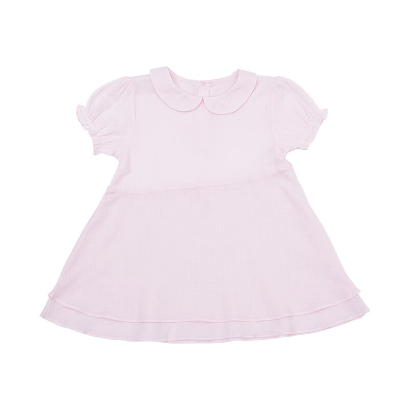 全棉时代 婴儿纱布娃娃领短袖连衣裙， 1条装 粉色 80/48