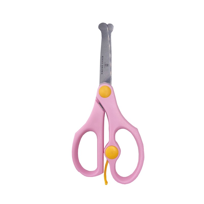 珂妮芙兰Kenny Brown 韩国儿童安全剪刀儿童剪纸无刃无尖圆头不伤手幼儿宝宝3-6岁手工小剪刀 2-4岁 （带回弹粉色）