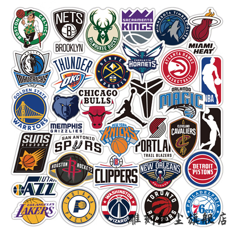 莎庭2022年新款nba球队贴纸队标logo乔丹贴画防水