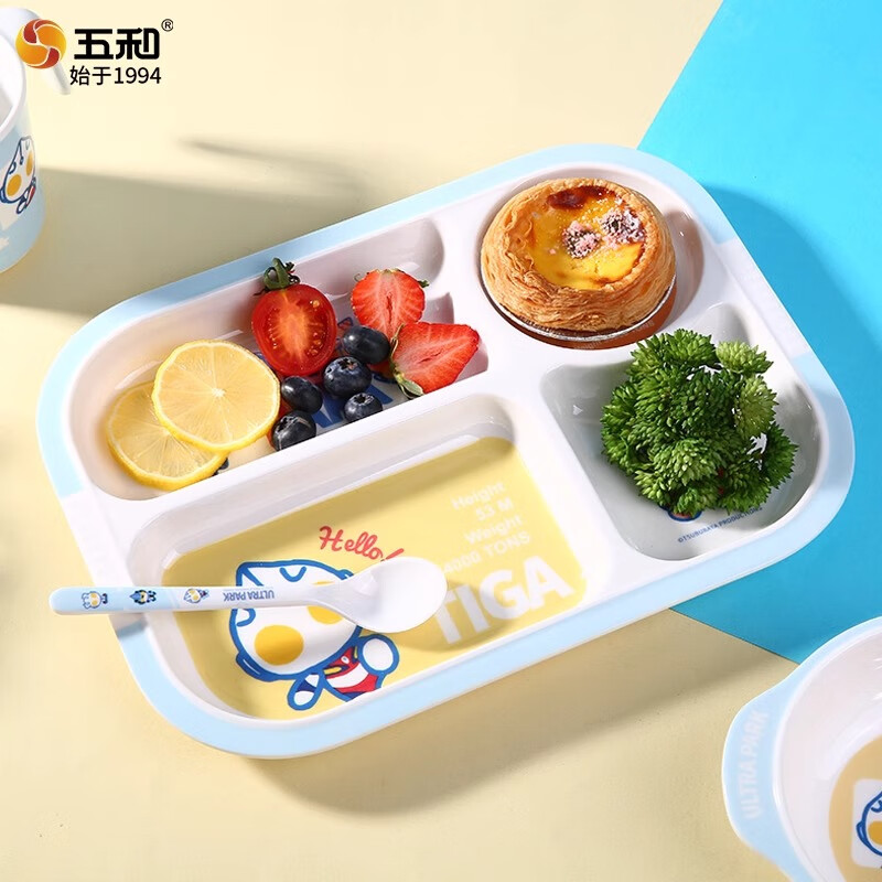 五和（WUHE）奥特曼儿童碗餐具卡通家用宝宝碗勺套装男孩吃饭碗分格餐盘喝水杯 奥特曼双耳碗＋苹果碗+勺