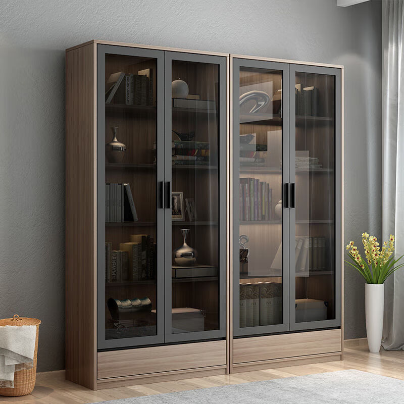 阿兰曼斯2023新款书柜书架简约现代北欧玻璃门落地储物柜置物架展示柜自由 单个书架(0.4米)
