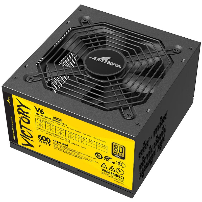 长城（Great Wall）额定600W V6金牌全模组电源（双8PIN/65cm长线材/全电压/单路12V/台系主电容/温控风扇）