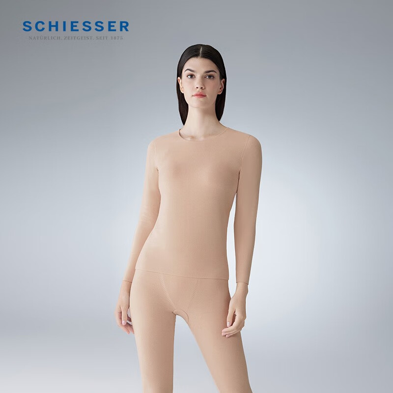 舒雅（Schiesser）男女情侶保暖內衣中厚遠紅外暖膚絨抑菌隨型裁保暖套裝E5/21885W 女士E0/21886W杏色7103 XL