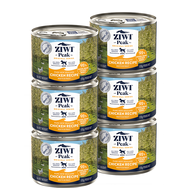 滋益（ZIWI）主食零食狗罐头170g *6罐 鸡肉口味 宠物通用型湿粮零食100014361001