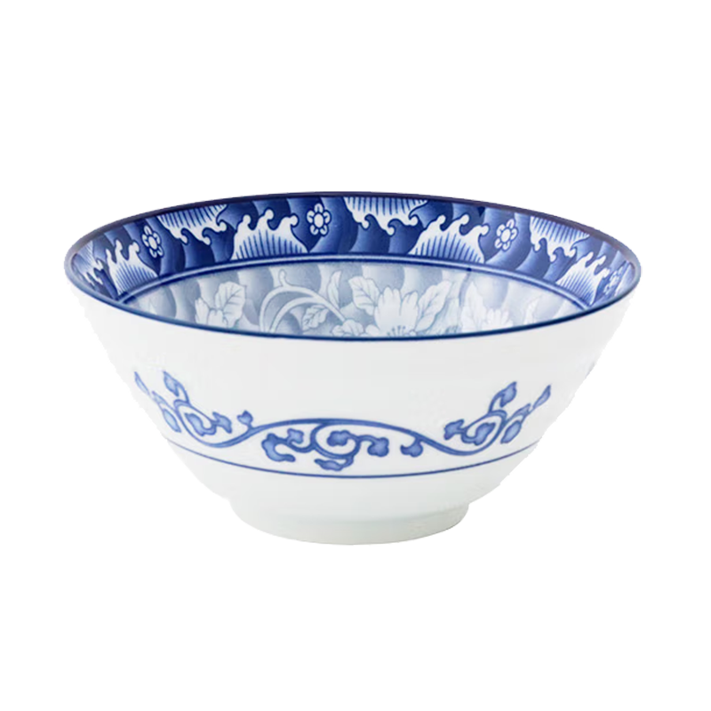 參寶中式青花碗釉下彩陶瓷碗飯湯面碗 5.5英寸斗笠碗 兩個(gè)裝 MD046*2