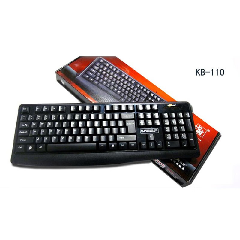 力胜 KB-110有线键盘 家用商务办公台式电脑笔记本键盘防泼水外设网吧游戏单键盘USB接口 黑色