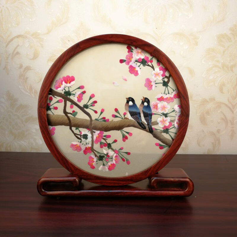 詩華歌迪手工苏绣双面绣刺绣摆件成品摆台古风中式屏风装饰品台屏商务