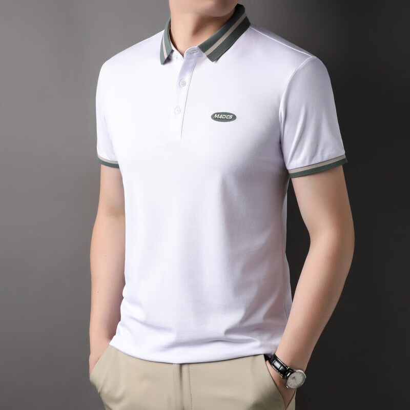官方网旗艦店官网小白t短袖纯棉小t恤夏季男士polo丅i 白色 48/m
