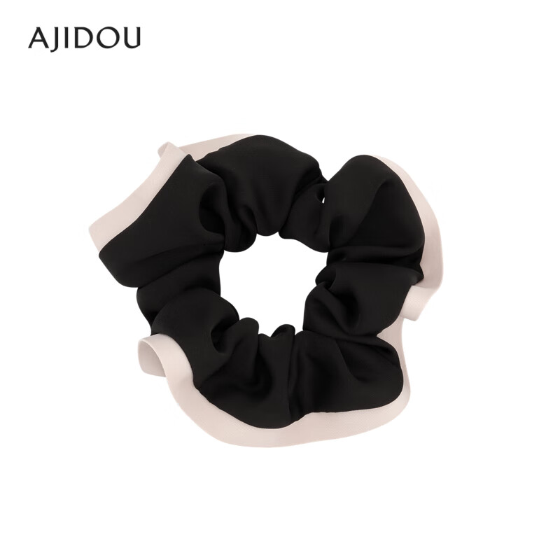 AJIDOU阿吉豆山茶花系列简约时尚弹性大肠发圈 黑白 内径3cm可拉伸宽4cm