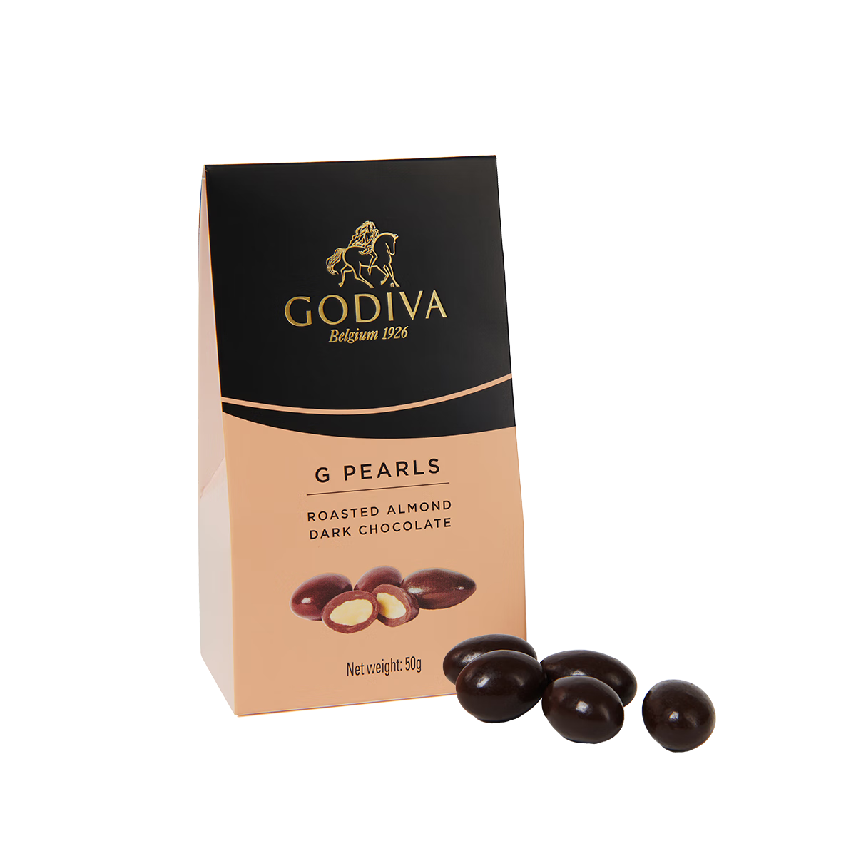 歌帝梵（GODIVA）扁桃仁夾心堅果黑巧克力豆50g  休閑零食 兒童禮物