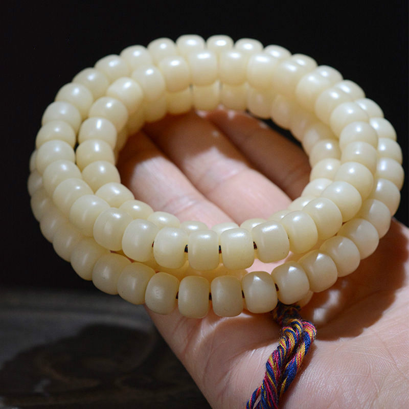 默奢 高密度全透光骆驼骨菩提子 108 未脱脂藏传玉化 老灵骨念珠佛珠