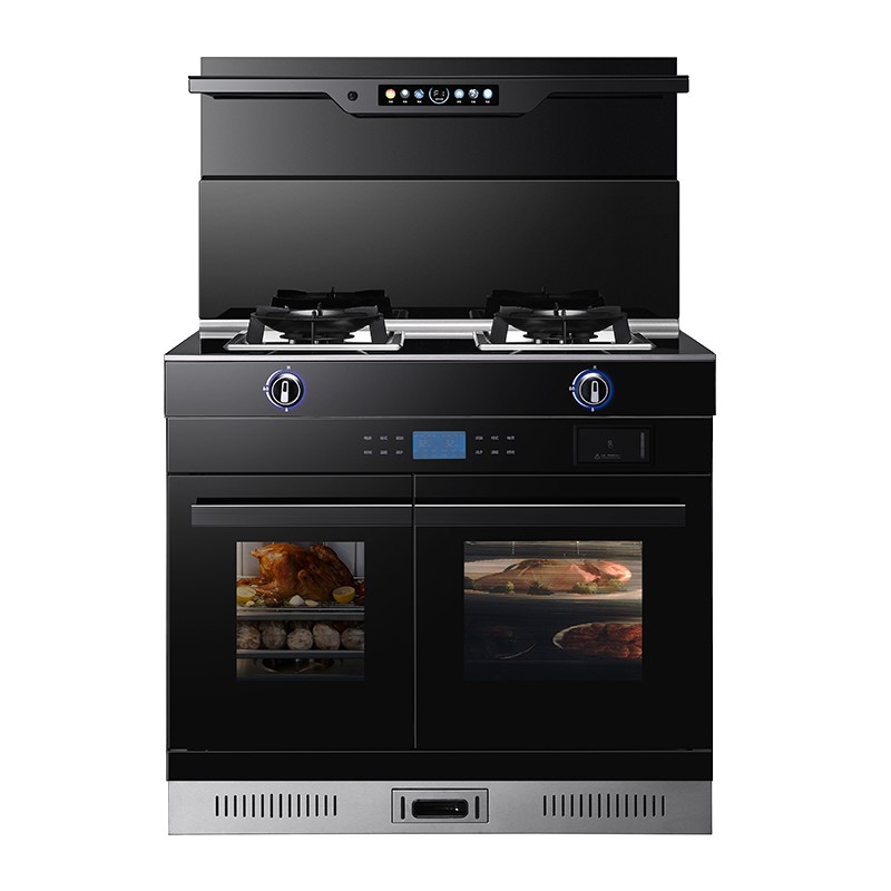 厨旗cq-43型号单蒸单烤集成灶智能语音头部保温烟灶联动防火墙电加热