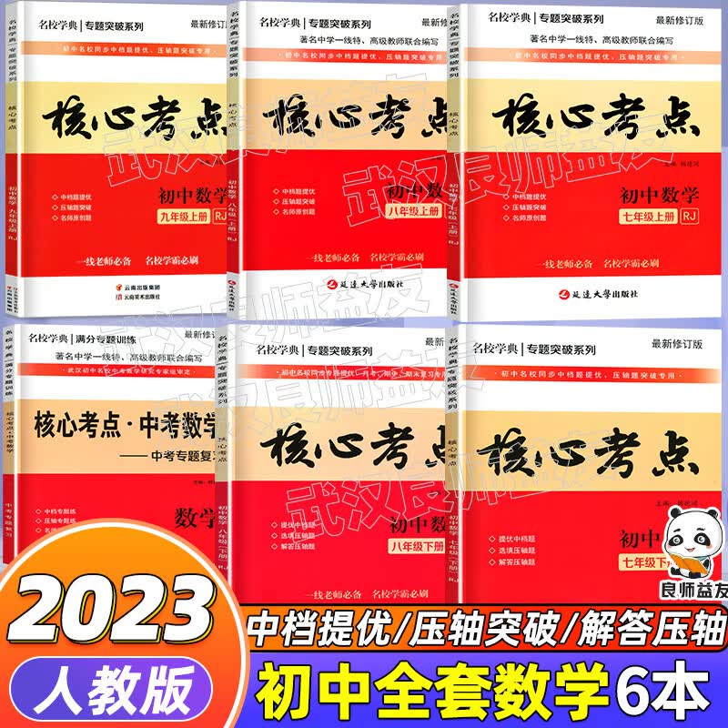 2023新版名校学典核心考点人教版七年级八年级九年级上册下册数学初中月考期中期末冲刺满分题压轴题武汉专题 【6本】核心考点初中全套 初中通用